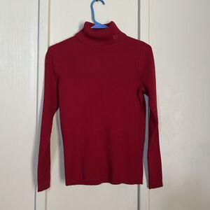Tommy Hilfiger Womens Sweater Medium Red Christmas Holidays Ribbed Made In USA